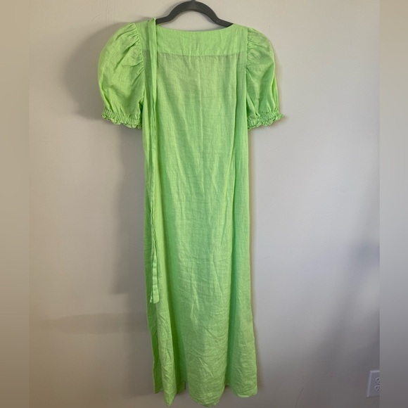 SLEEPER Brigitte Midi Linen Dress Lime - Picture 5 of 10